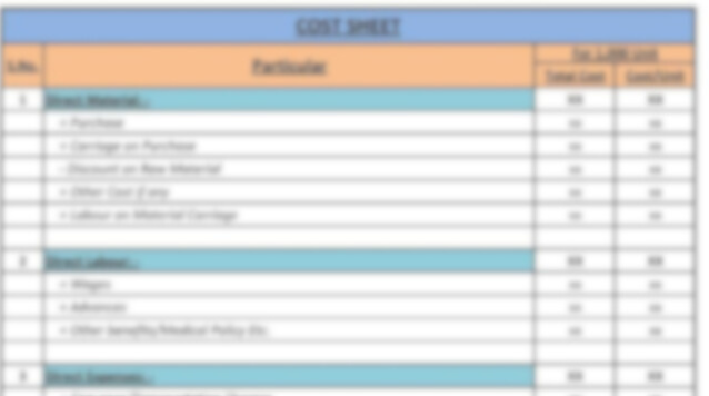 cost sheet